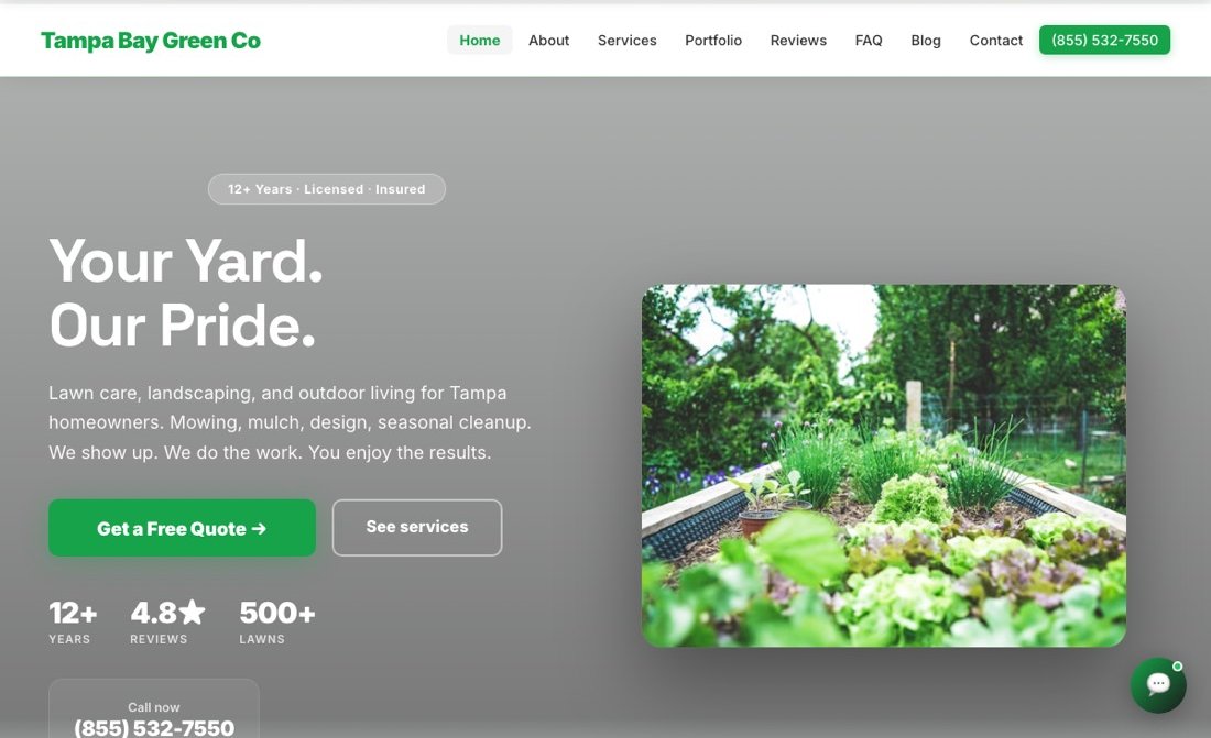 Sample landscaping website